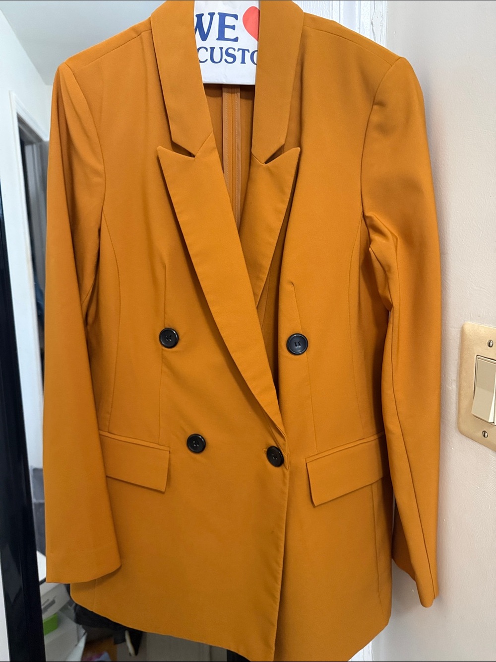INC International Concepts Double-Breasted Mustard Blazer